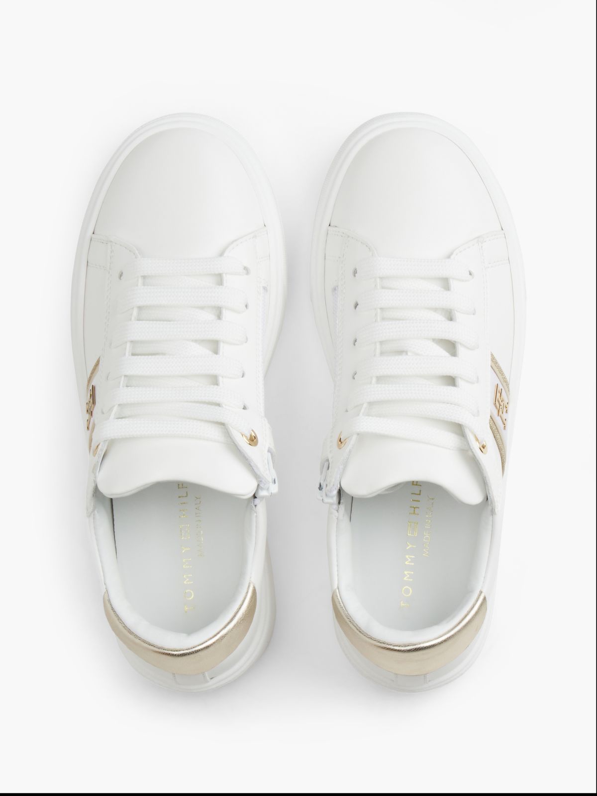 TH Monogram Glitter Platform Trainers — White