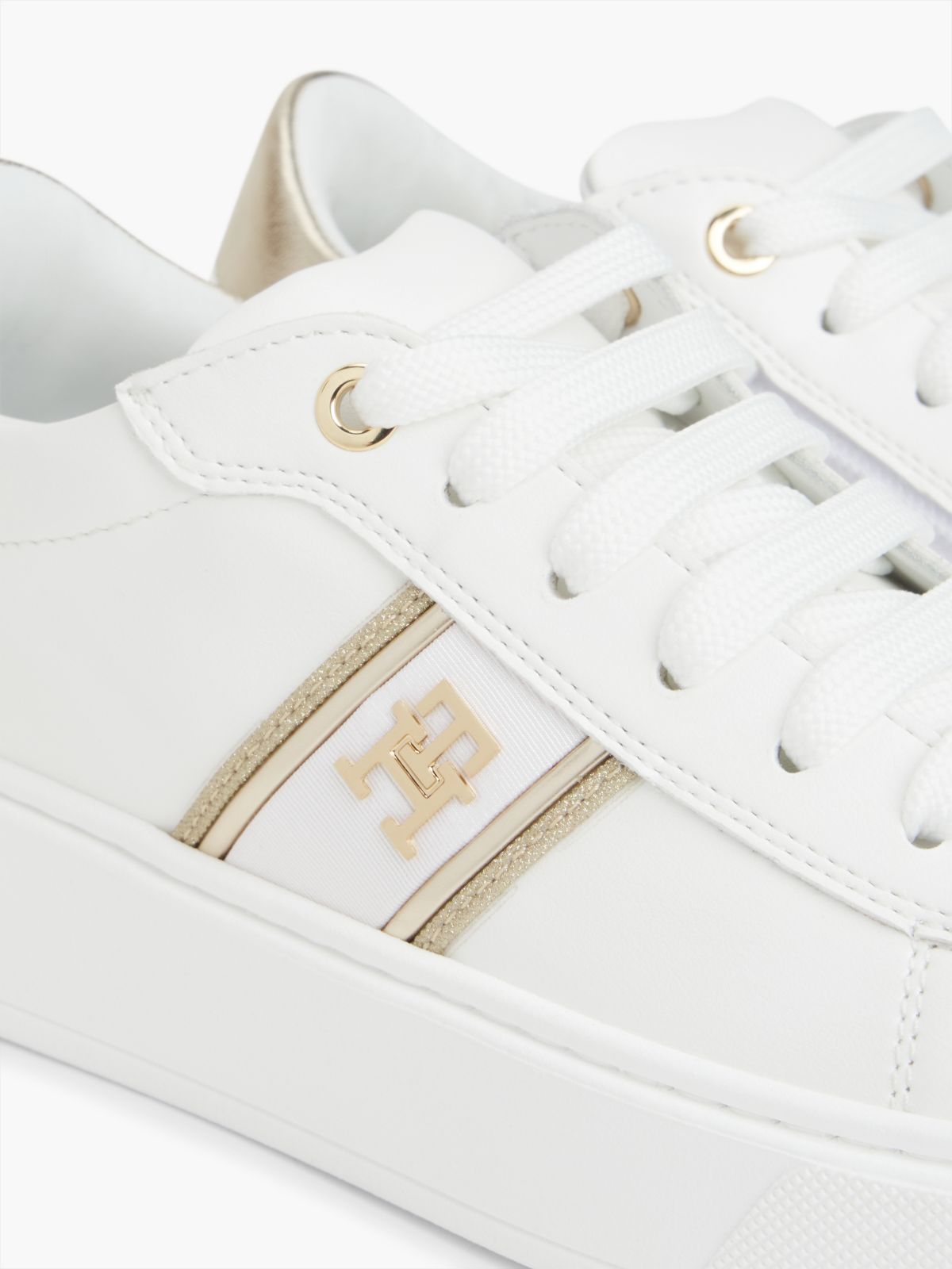 TH Monogram Glitter Platform Trainers — White