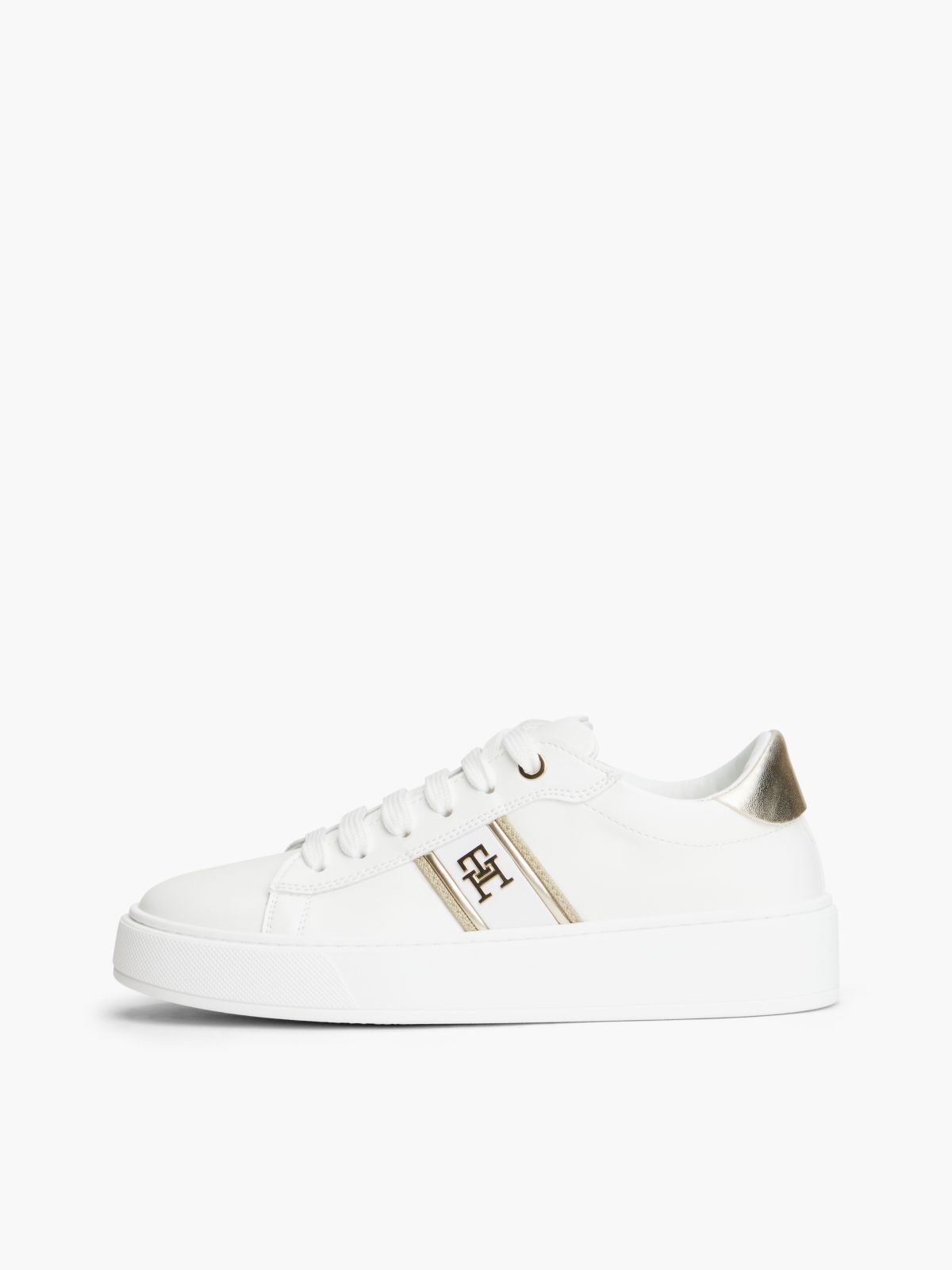 TH Monogram Glitter Platform Trainers — White