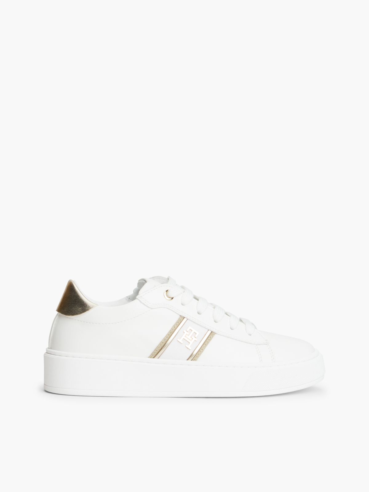 TH Monogram Glitter Platform Trainers — White