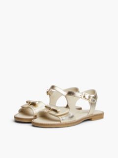 TH Monogram Metallic Leather Sandals — Gold 2