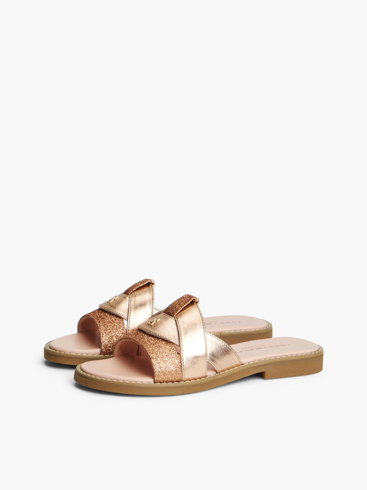 Metallic Glitter Mules — Pink