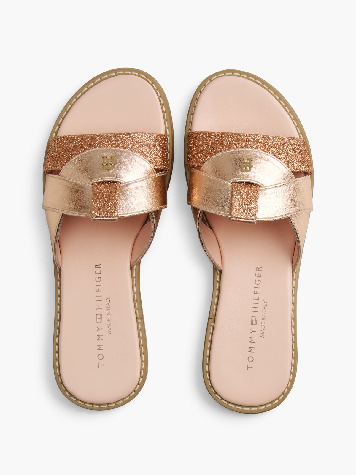 Metallic Glitter Mules — Pink