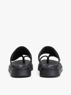 Embossed Leather Toe Post Cleat Sandals — Black 4