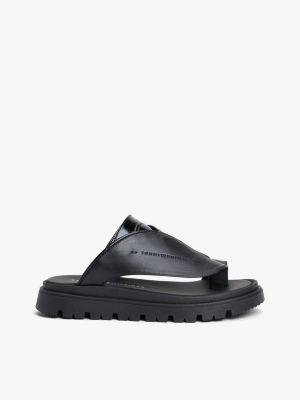 black embossed leather toe post cleat sandals for boys tommy hilfiger