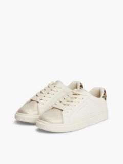 Leopard Print Heel Metallic Trainers — Gold 2