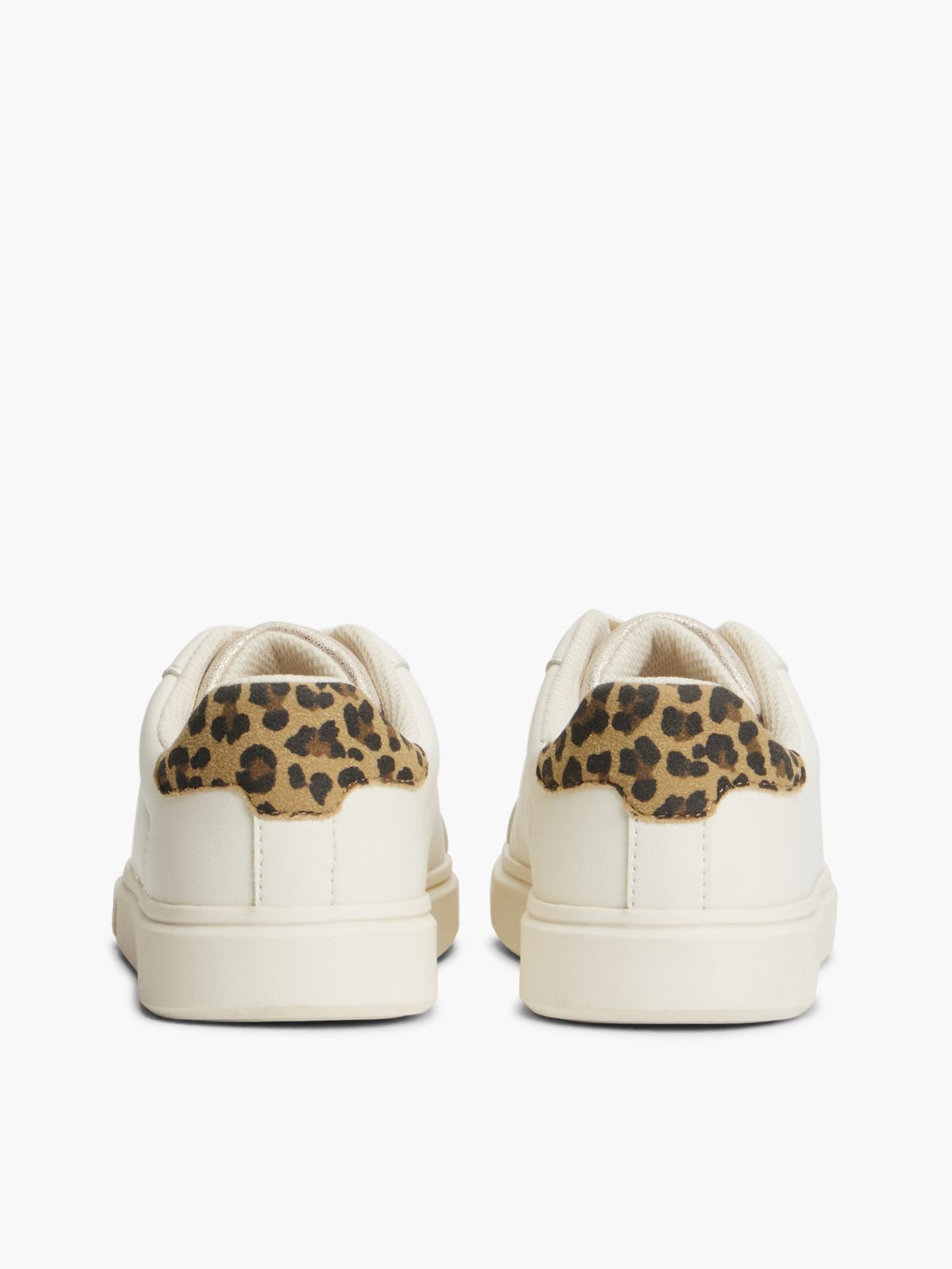 Leopard Print Heel Metallic Trainers — Gold