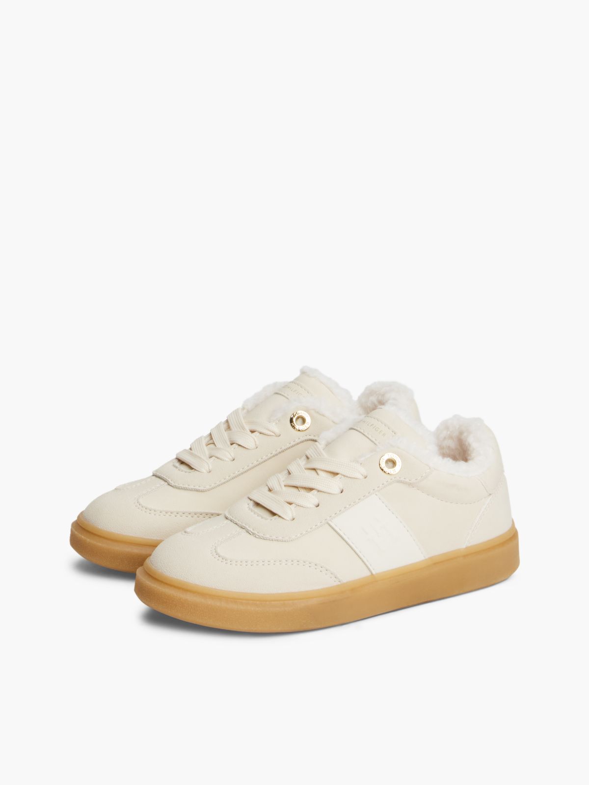 Teddy Lined Lace-Up Trainers — Beige