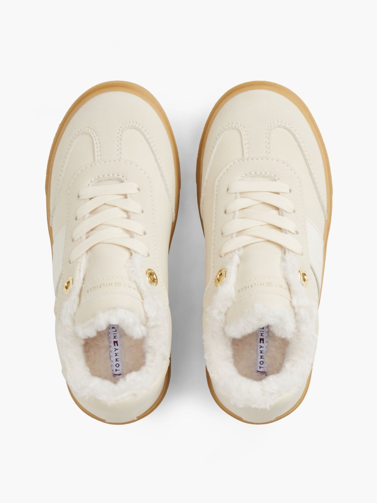 Teddy Lined Lace-Up Trainers — Beige