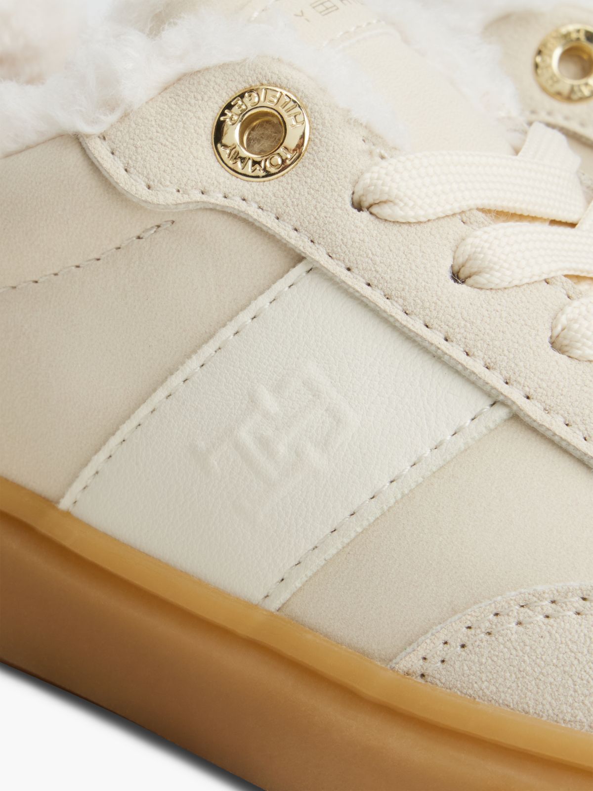 Teddy Lined Lace-Up Trainers — Beige