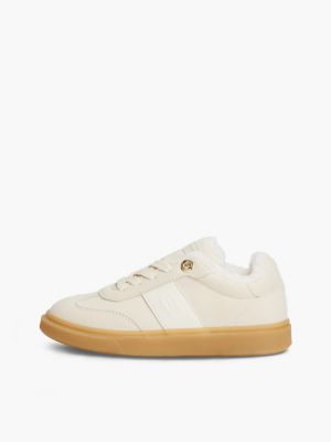 beige teddy lined lace-up trainers for girls tommy hilfiger