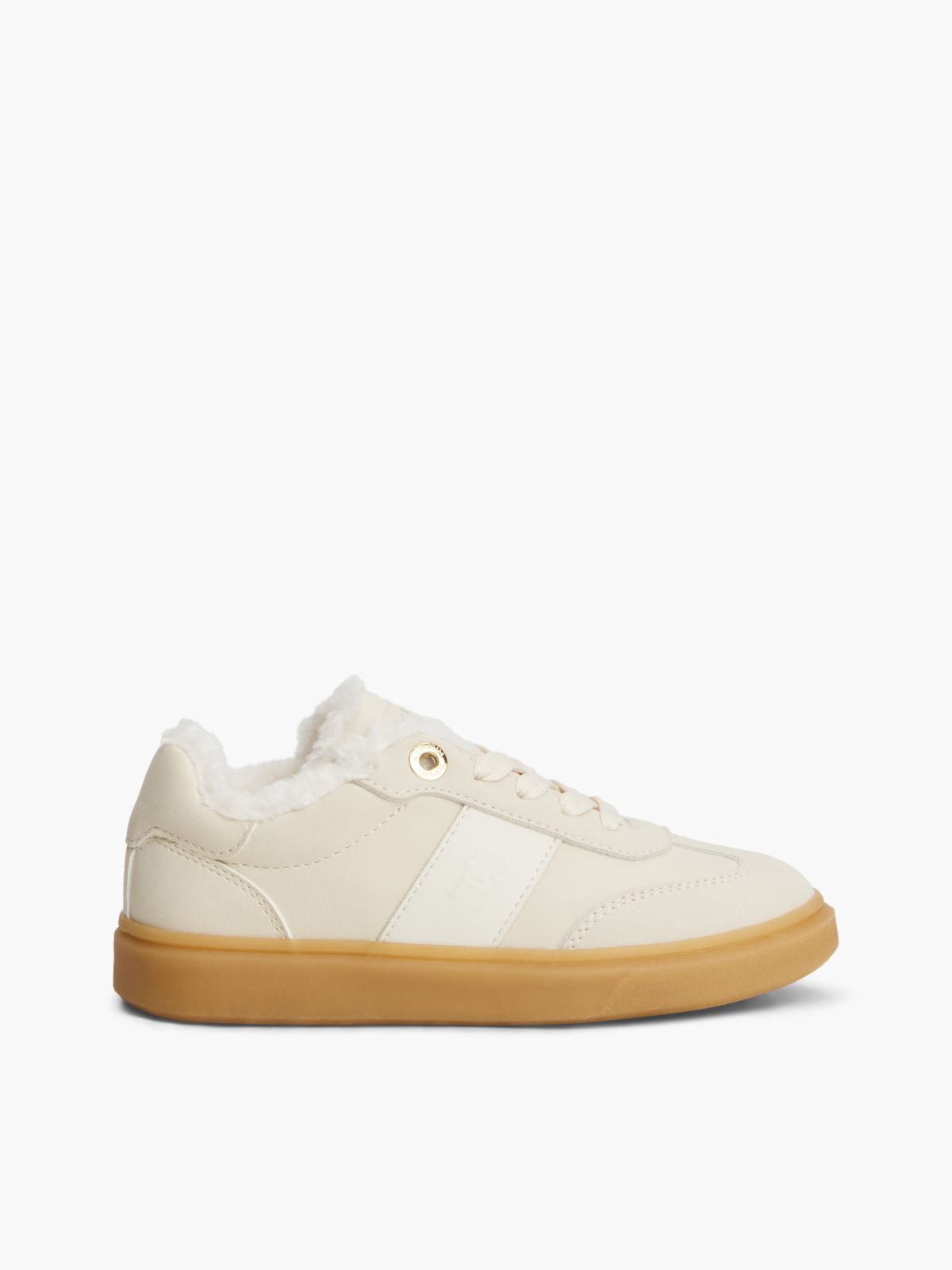 Teddy Lined Lace-Up Trainers — Beige