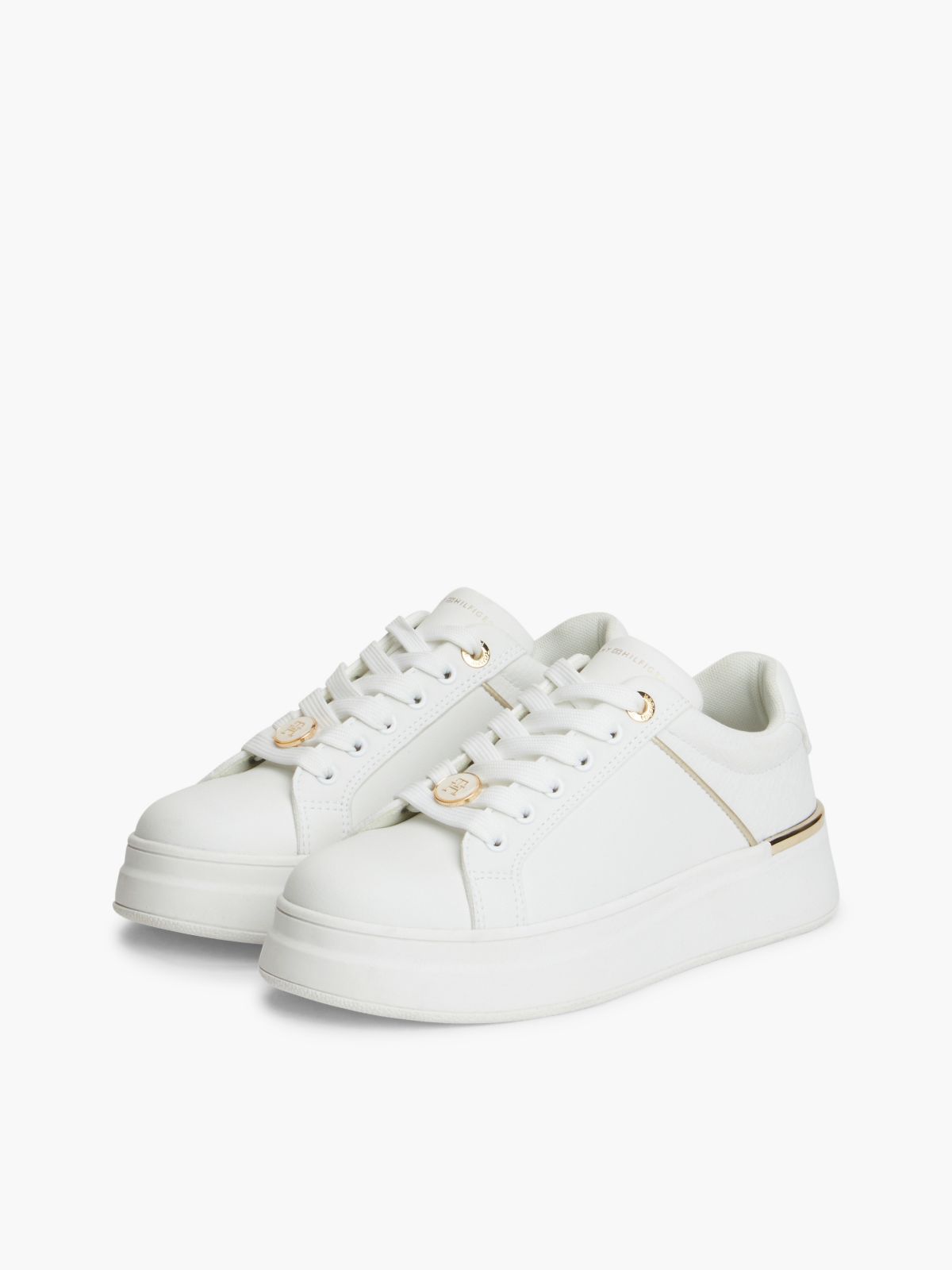 TH Monogram Charm Lace-Up Trainers — White