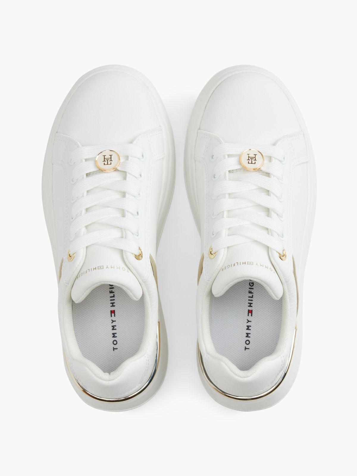 TH Monogram Charm Lace-Up Trainers — White