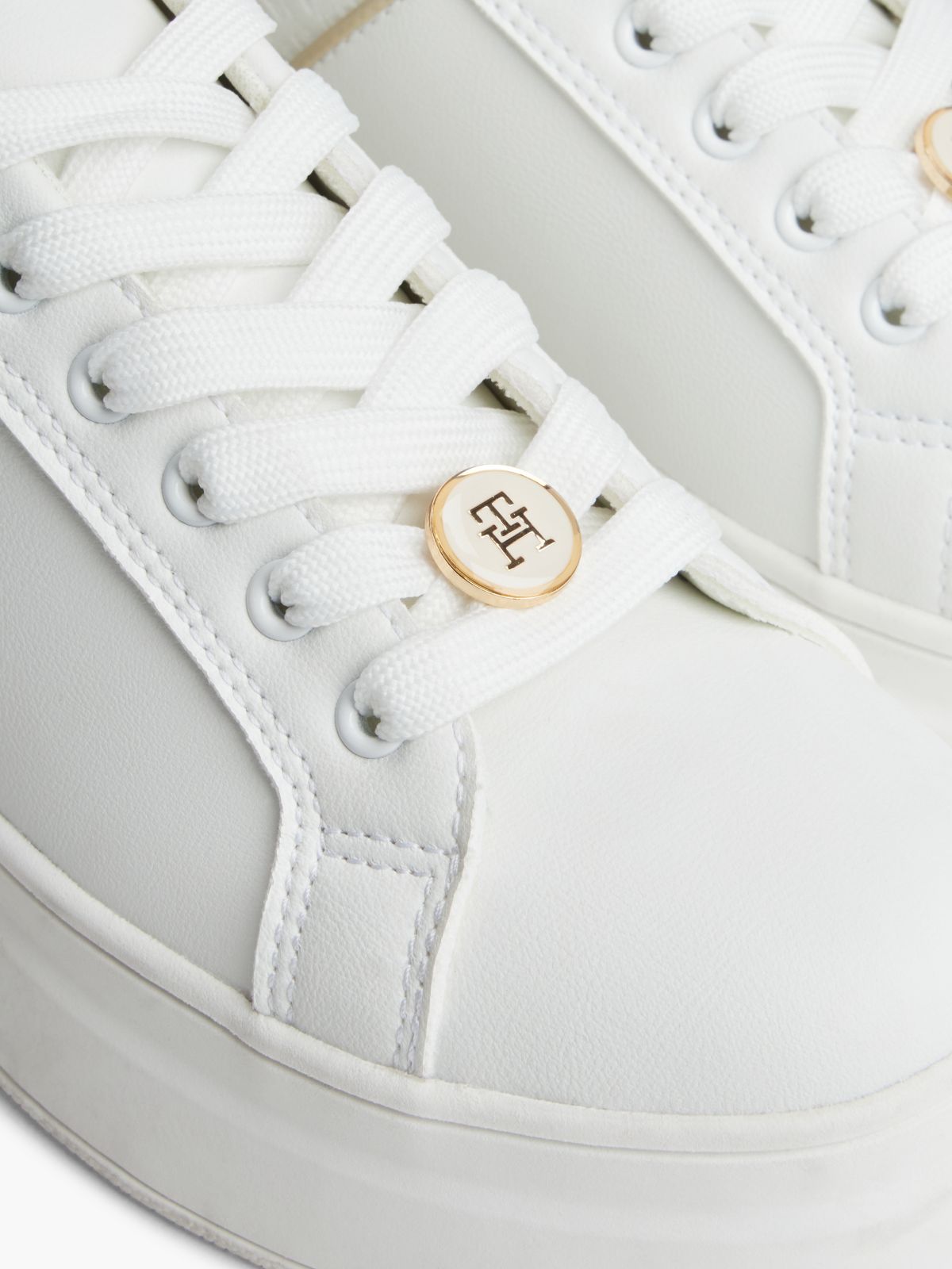 TH Monogram Charm Lace-Up Trainers — White