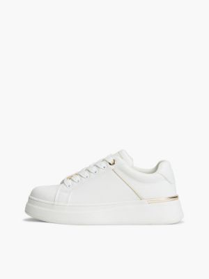 white th monogram charm lace-up trainers for girls tommy hilfiger