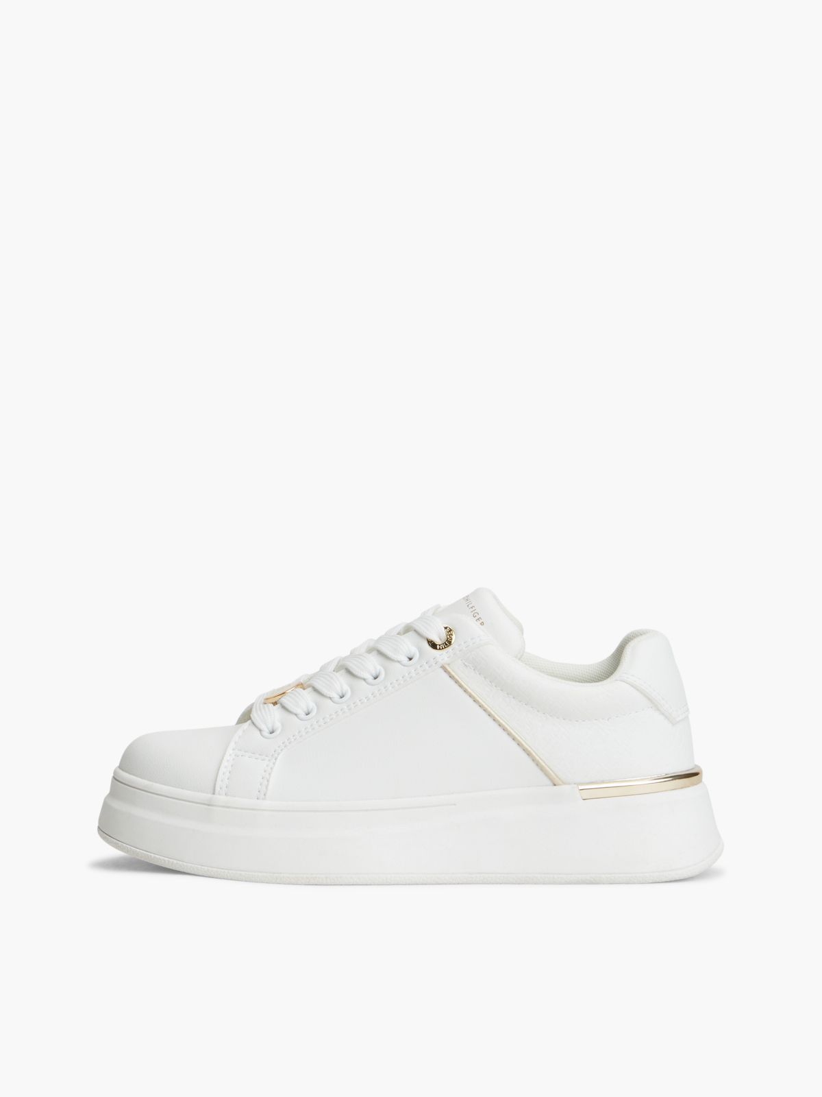 TH Monogram Charm Lace-Up Trainers — White