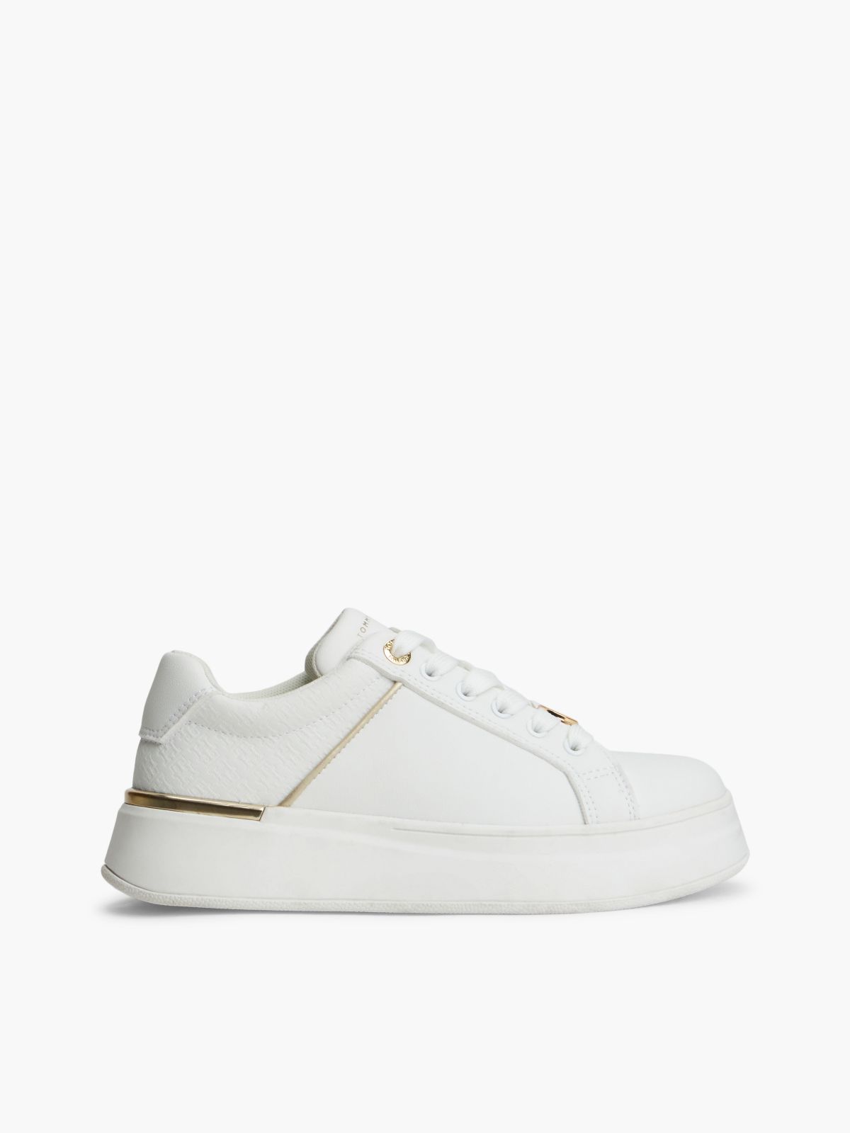TH Monogram Charm Lace-Up Trainers — White