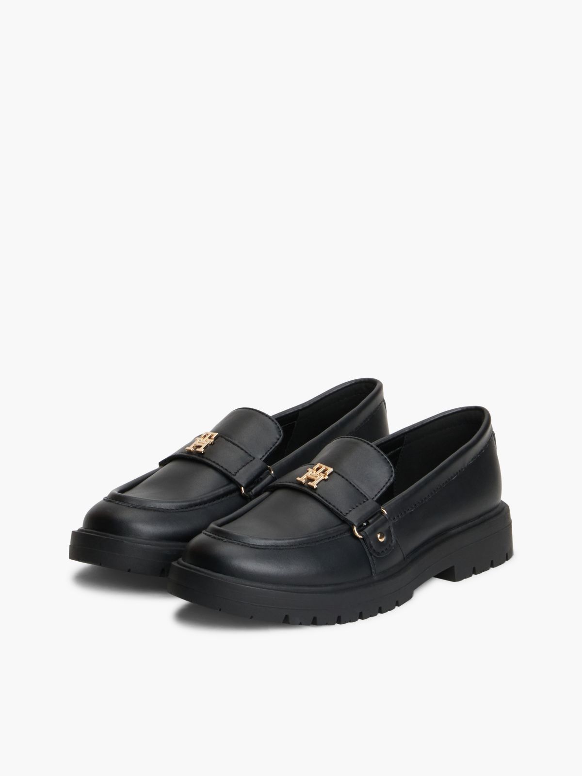 TH Monogram Cleat Loafers — Black