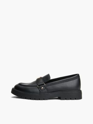 mocassins crantés à monogramme th noir pour filles tommy hilfiger