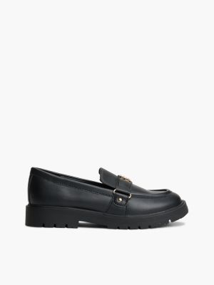mocassins crantés à monogramme th black pour filles tommy hilfiger