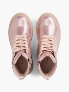 Patent Cleat Lace-Up Boots — Pink 3