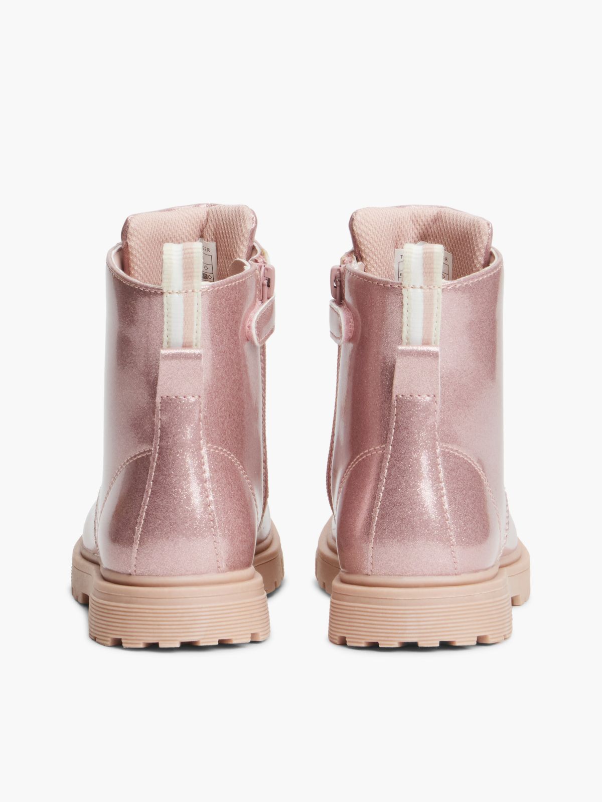 Patent Cleat Lace-Up Boots — Pink