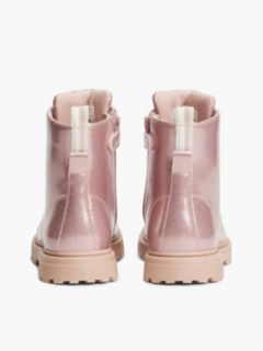 Patent Cleat Lace-Up Boots — Pink 4
