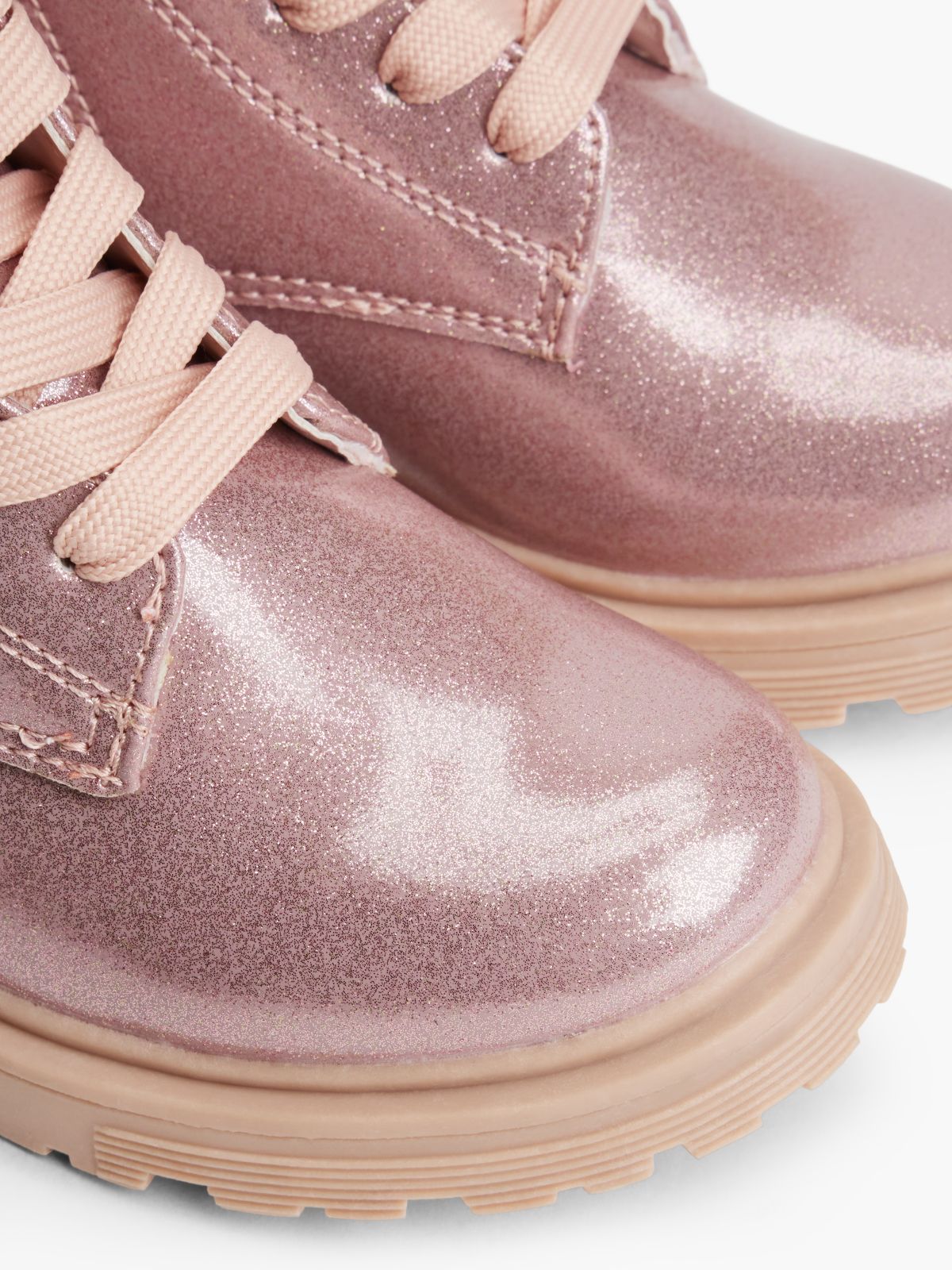 Patent Cleat Lace-Up Boots — Pink