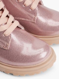Patent Cleat Lace-Up Boots — Pink 6