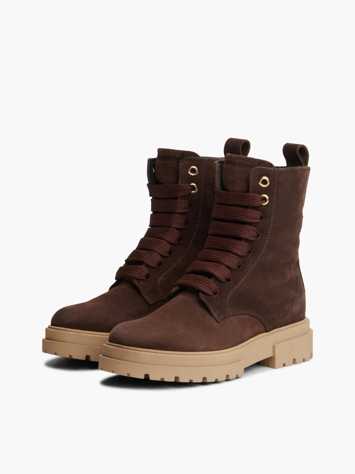 Suede TH Monogram Cleat Lace-Up Boots — Brown