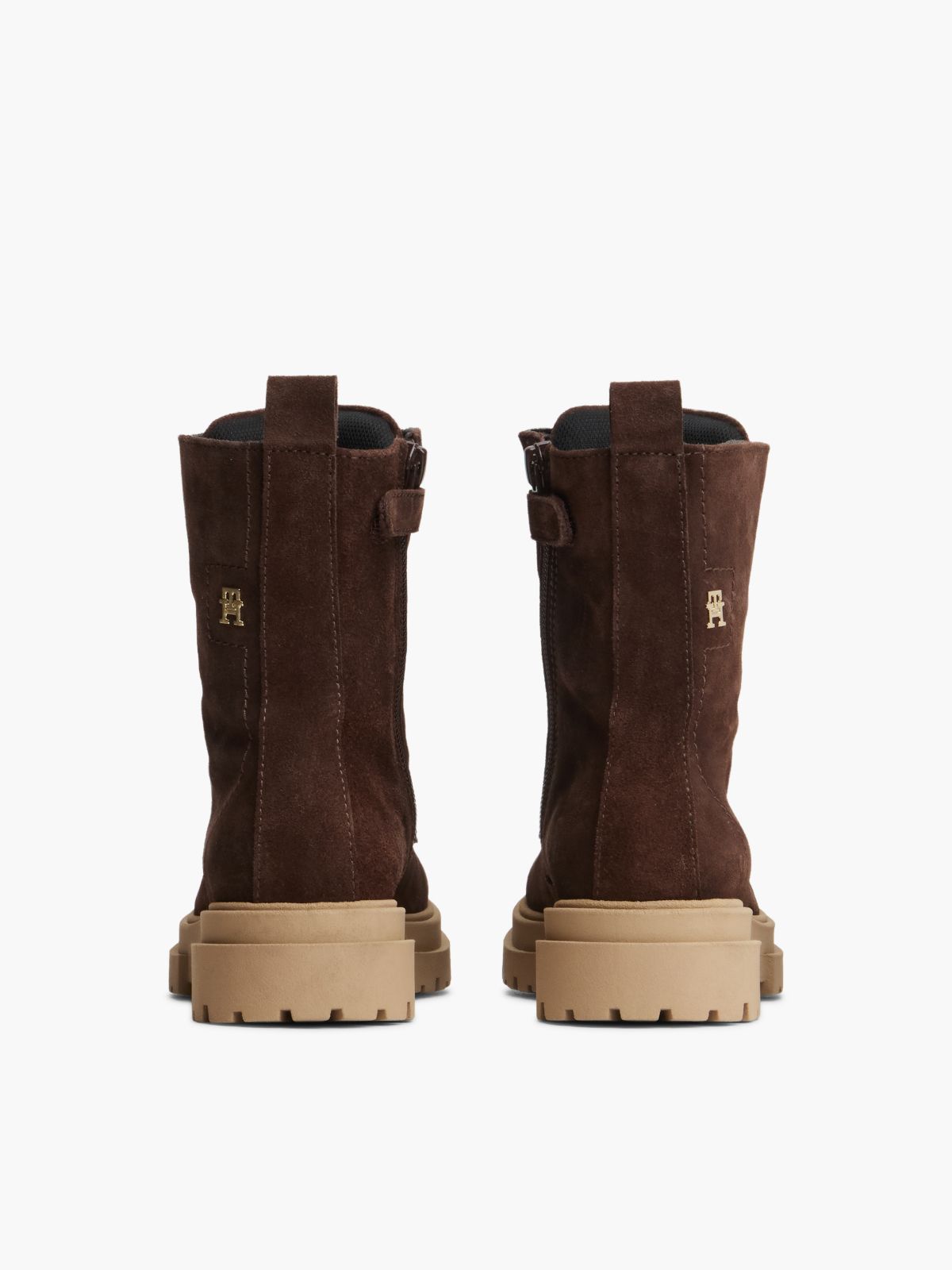 Suede TH Monogram Cleat Lace-Up Boots — Brown