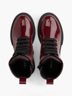 Patent Cleat Lace-Up Boots — Red 3