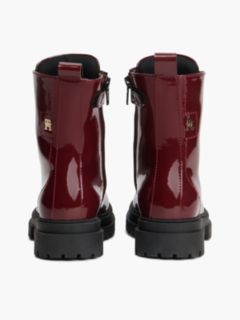 Patent Cleat Lace-Up Boots — Red 4