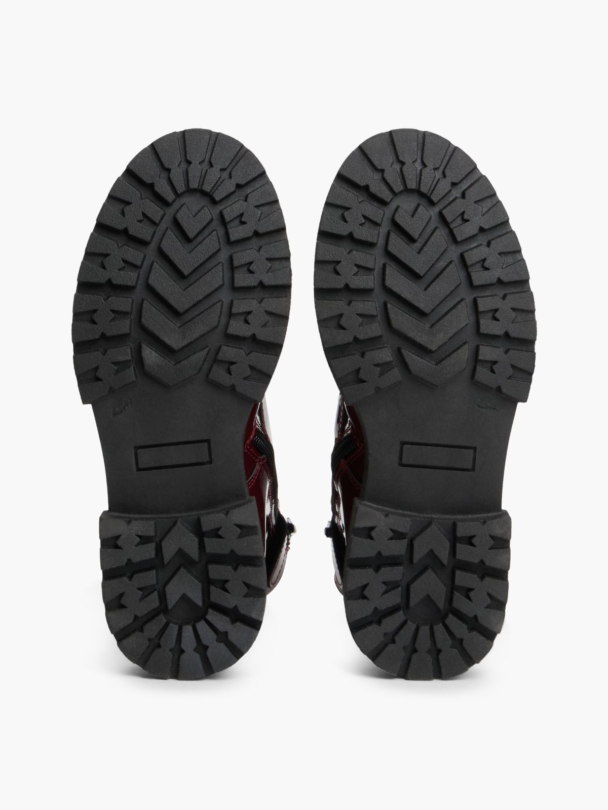 Patent Cleat Lace-Up Boots — Red