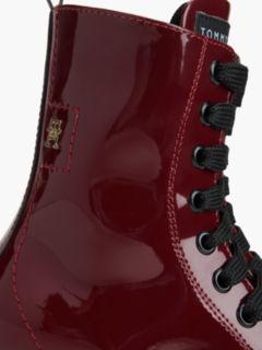 Patent Cleat Lace-Up Boots — Red 6