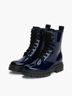 Patent Cleat Lace-Up Boots — Blue 2