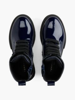 Patent Cleat Lace-Up Boots — Blue 3