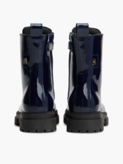 Patent Cleat Lace-Up Boots — Blue 4