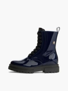 Patent Cleat Lace-Up Boots — Blue 7