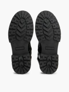 Brushed Leopard Laces Cleat Lace-Up Boots — Black 5