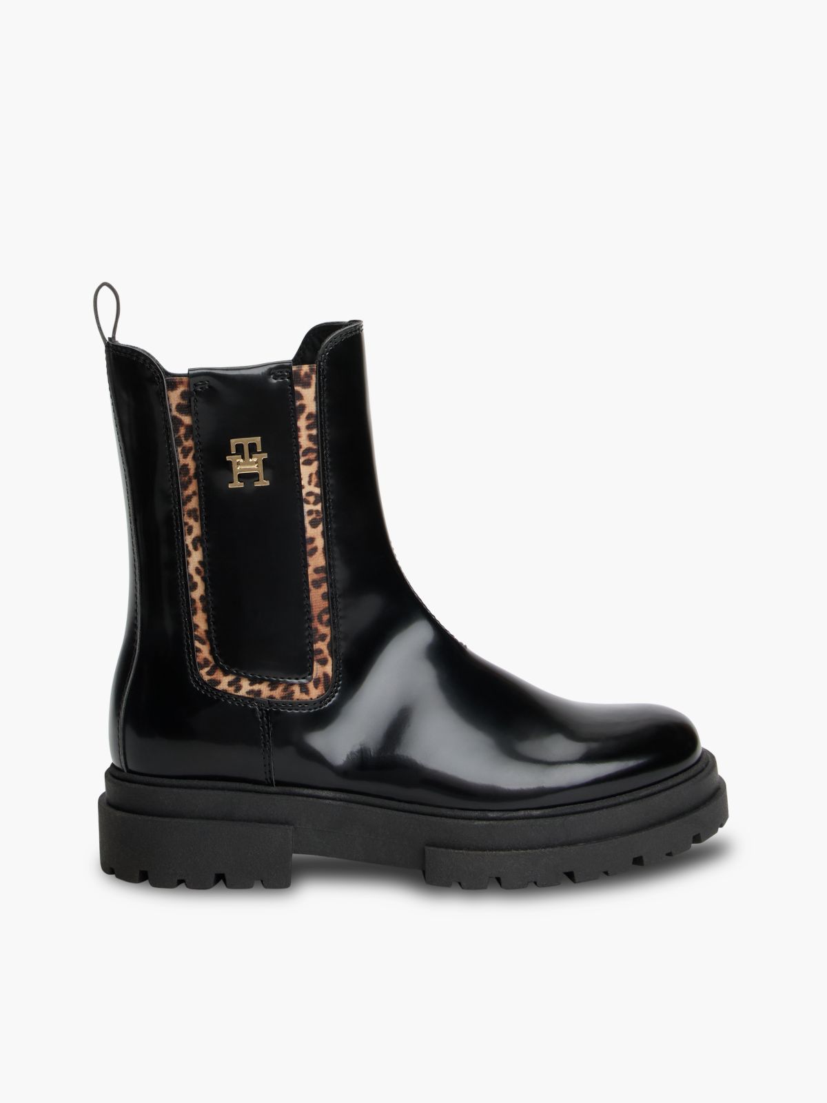TH Monogram Brushed Cleat Lace-Up Boots — Black