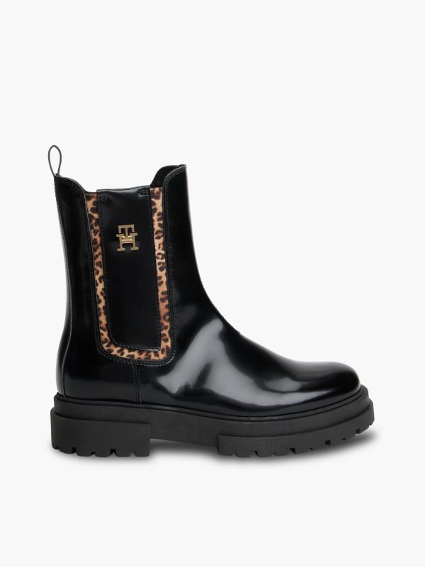 TH Monogram Brushed Cleat Lace-Up Boots — Black