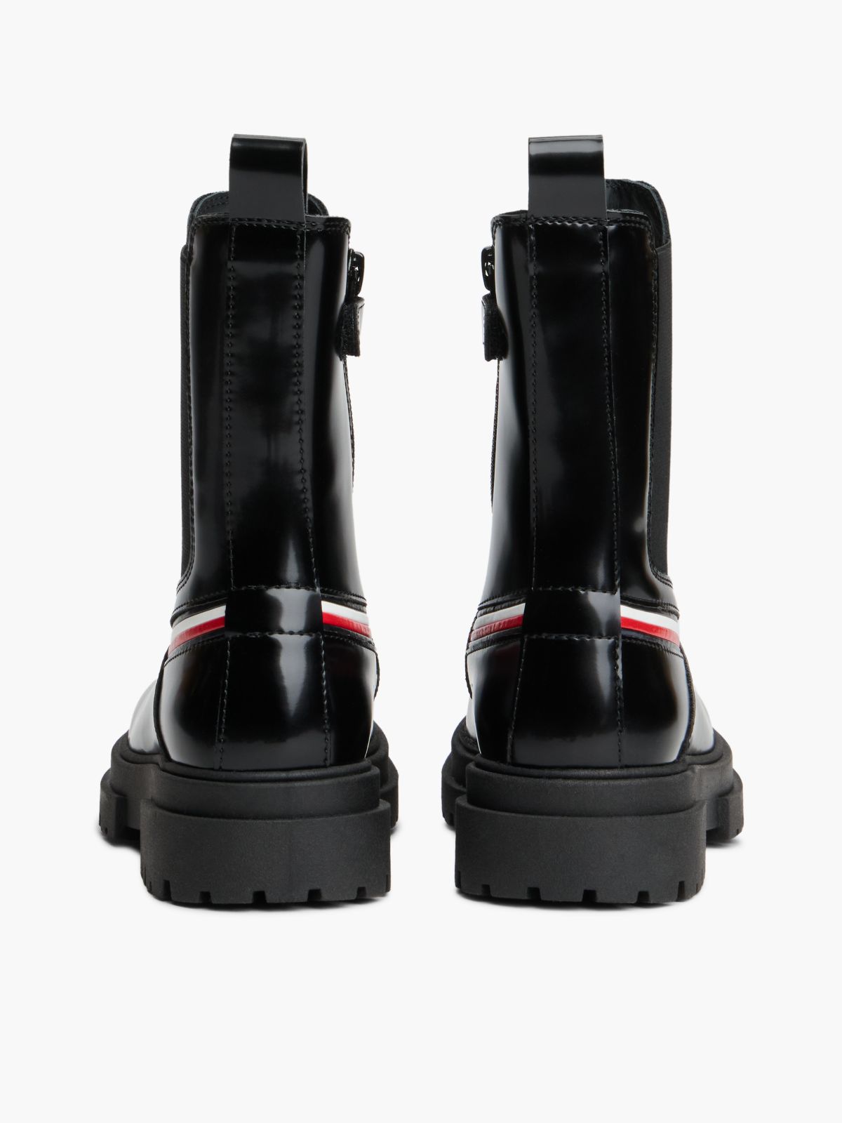 Brushed Global Stripe Cleat Chelsea Boots — Black