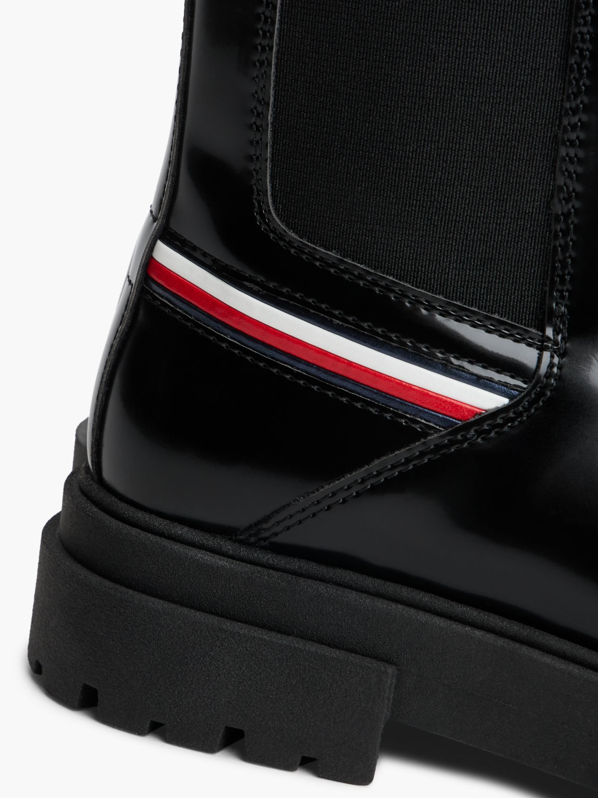 Brushed Global Stripe Cleat Chelsea Boots — Black