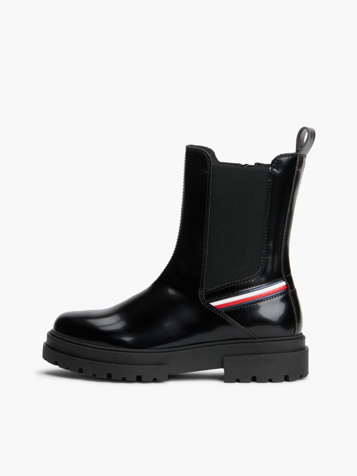 Brushed Global Stripe Cleat Chelsea Boots — Black