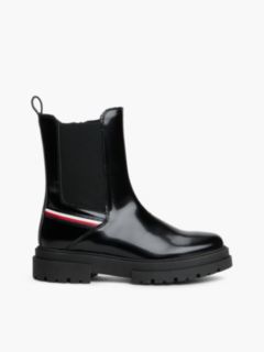 Brushed Global Stripe Cleat Chelsea Boots — Black 1
