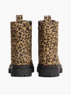 Leopard Print Cleat Lace-Up Boots — Beige 4