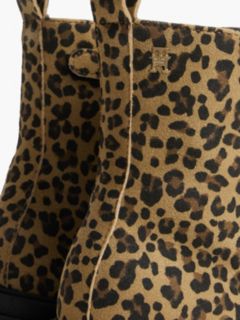 Leopard Print Cleat Lace-Up Boots — Beige 6