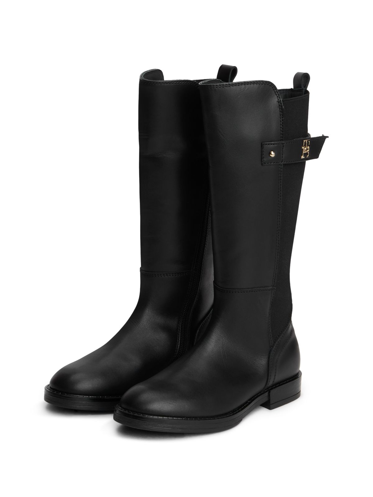 Leather Knee-High Boots — Black